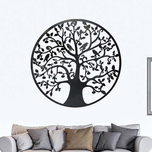 Black Tree of Life Wall Art Hanging Metal Iron Sculpture Garden