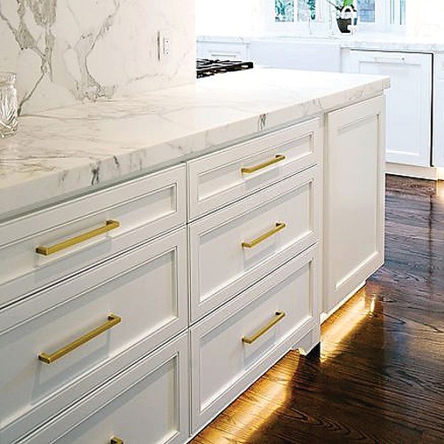Brushed Brass Drawer Pulls Kitchen Cabinet Handles - Gold Finish