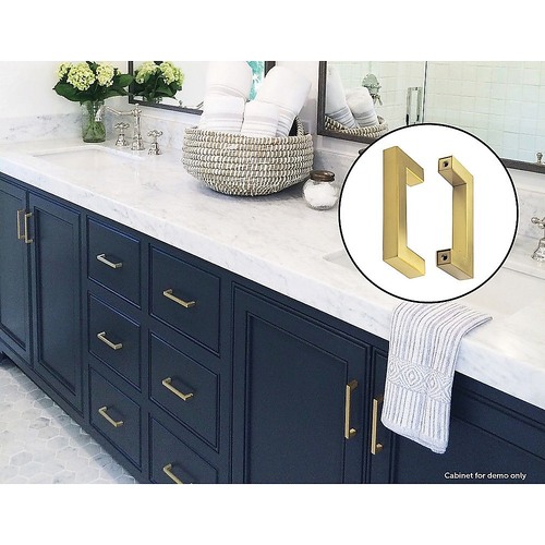 15 x Brushed Brass Drawer Pulls Kitchen Cabinet Handles - Gold Finish