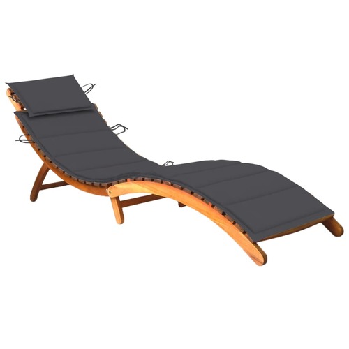 Garden Sun Lounger with Cushion Solid Wood Acacia