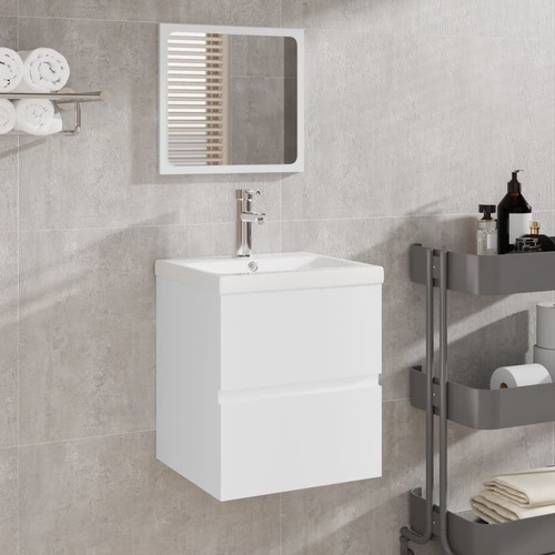 Bathroom Cabinet with Mirror Engineered Wood