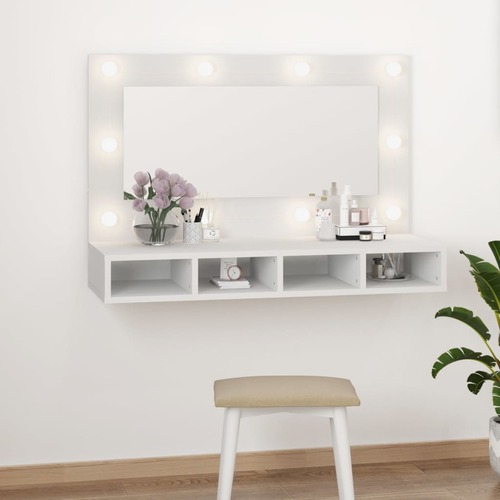 Mirror Cabinet with LED 90x31.5x62 cm