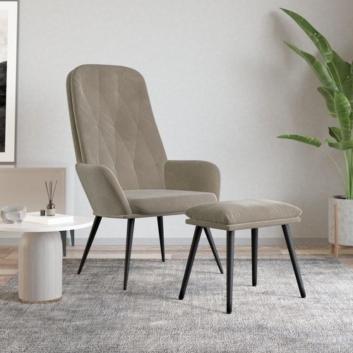 Relaxing Chair Light Grey Velvet