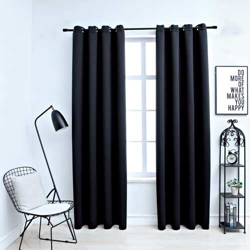 Blackout Curtains with Metal Rings 2 pcs 140x245 cm