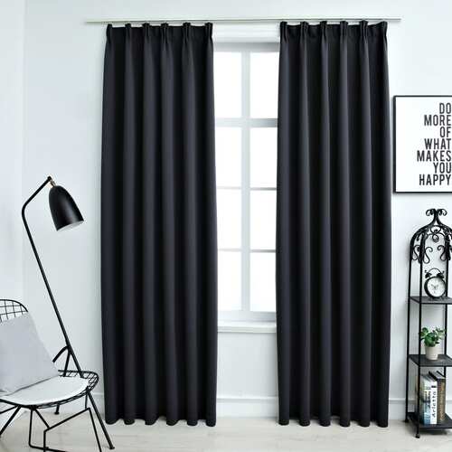 Blackout Curtains with Hooks 2 pcs 140x245 cm
