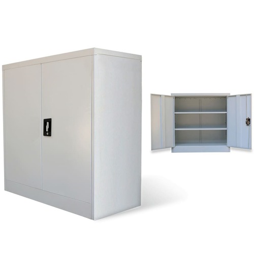 Office Cabinet with 2 Doors Grey Steel