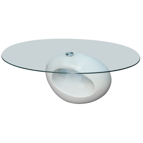 Coffee Table with Oval Glass Top