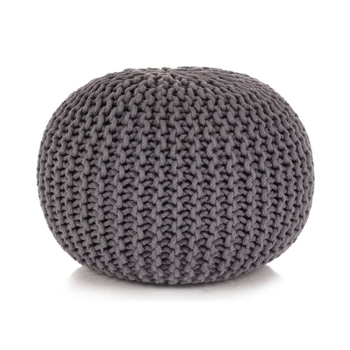 Hand-Knitted Pouffe Cotton 50x35 cm