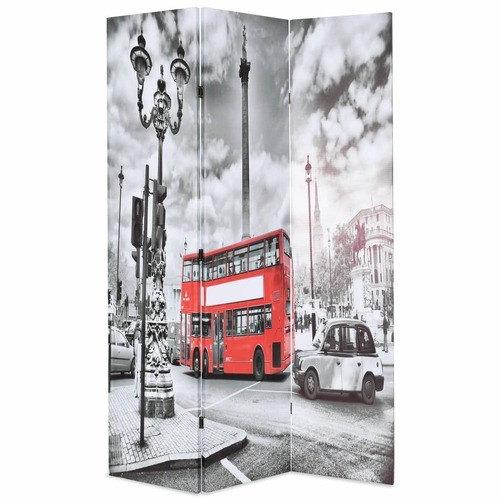 Connersville Folding Room Divider London Bus Black and White