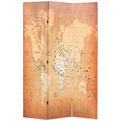 Gorham Folding Room Divider World Map Yellow