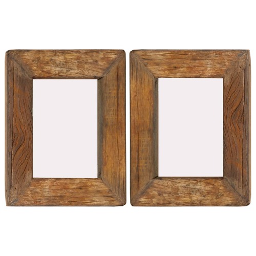 Photo Frames 2 pcs Solid Reclaimed Wood and Glass