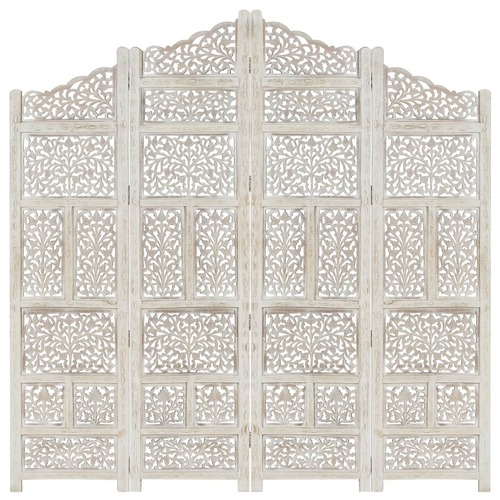 Carneys Hand carved 4-Panel Room Divider 160x165 cm Solid Mango Wood