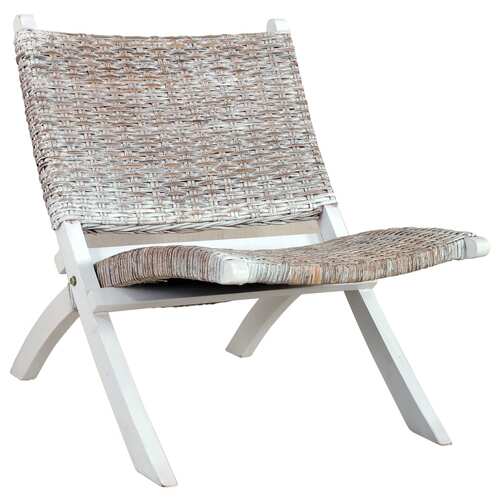 Relaxing Chair Natural Kubu Rattan and Solid Mahogany Wood
