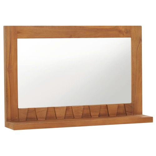 Wall Mirror with Shelf Solid Teak Wood