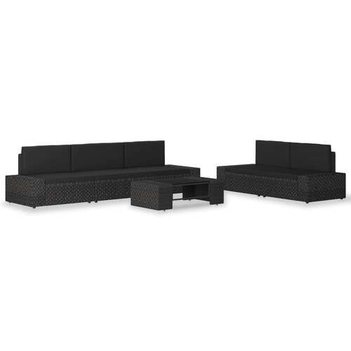 6 Piece Garden Lounge Set Poly Rattan