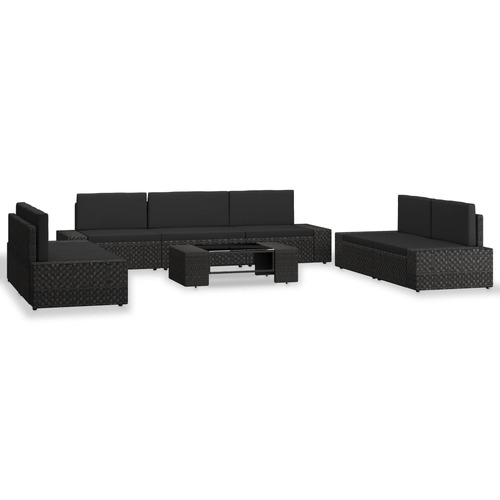 8 Piece Garden Lounge Set Poly Rattan