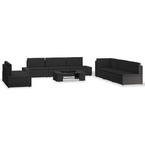 9 Piece Garden Lounge Set Poly Rattan