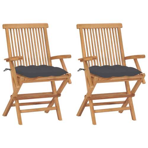 Garden Chairs with Cushions Solid Teak Wood