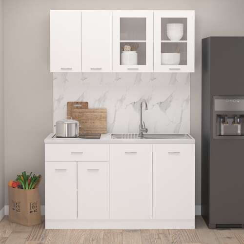 4 Piece Kitchen Cabinet Set Engineered Wood