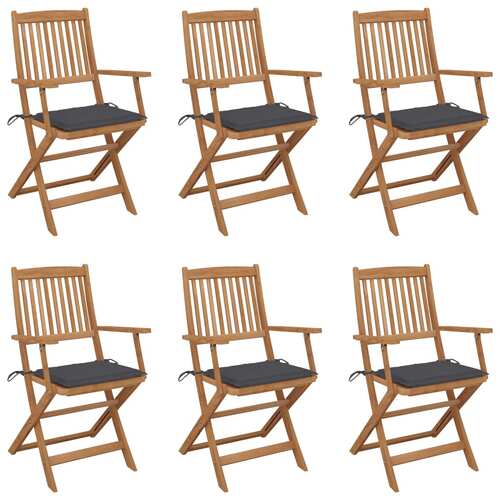 Folding Garden Chairs with Cushions Solid Acacia Wood