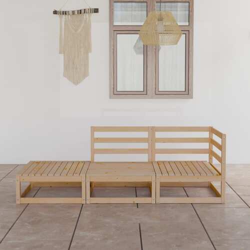 3 Piece Garden Lounge Set Solid Pinewood