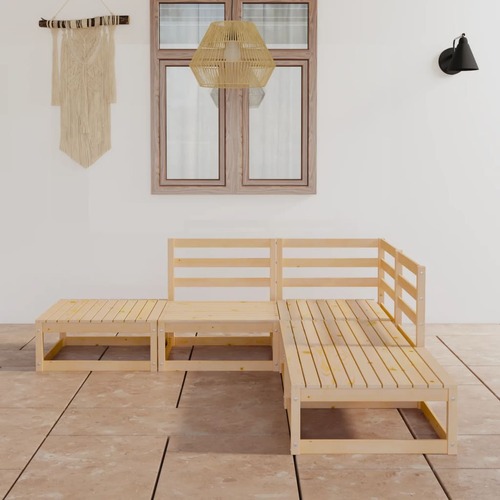 5 Piece Garden Lounge Set Solid Pinewood