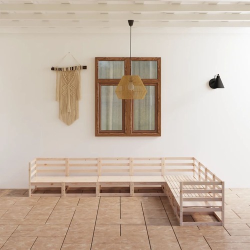 8 Piece Garden Lounge Set Solid Pinewood
