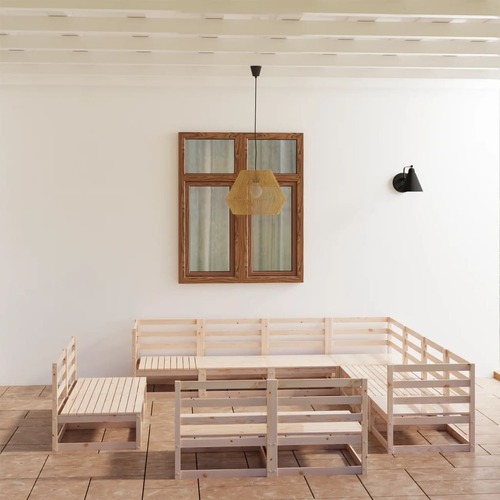 11 Piece Garden Lounge Set Solid Pinewood
