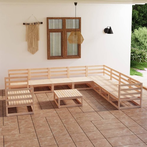11 Piece Garden Lounge Set Solid Pinewood