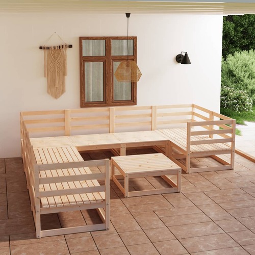 9 Piece Garden Lounge Set Solid Pinewood