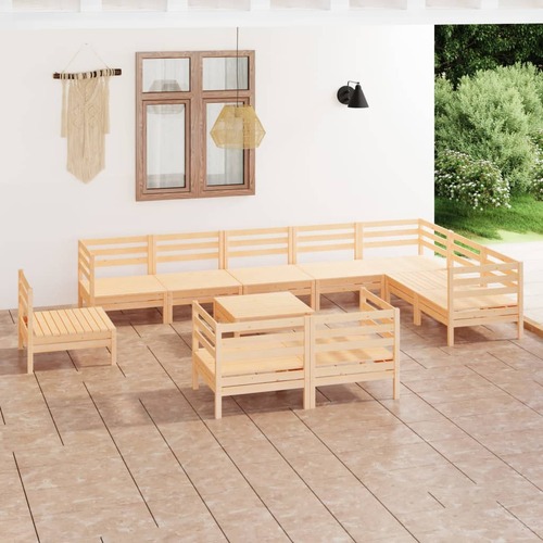 11 Piece Garden Lounge Set Solid Pinewood