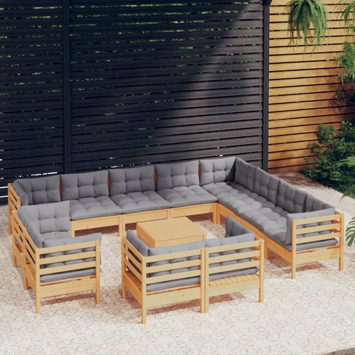 13 Piece Garden Lounge Set with Cushions Solid Pinewood