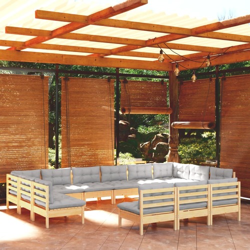 13 Piece Garden Lounge Set with Cushions Solid Pinewood