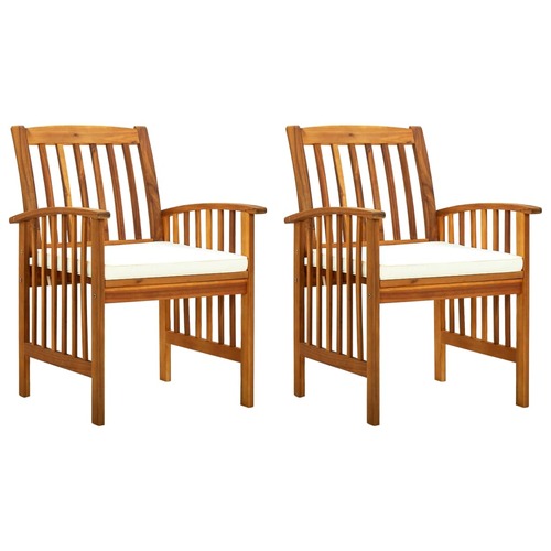Garden Dining Chairs with Cushions Solid Acacia Wood