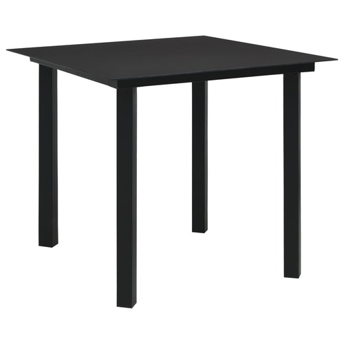 Garden Dining Table Black Steel and Glass