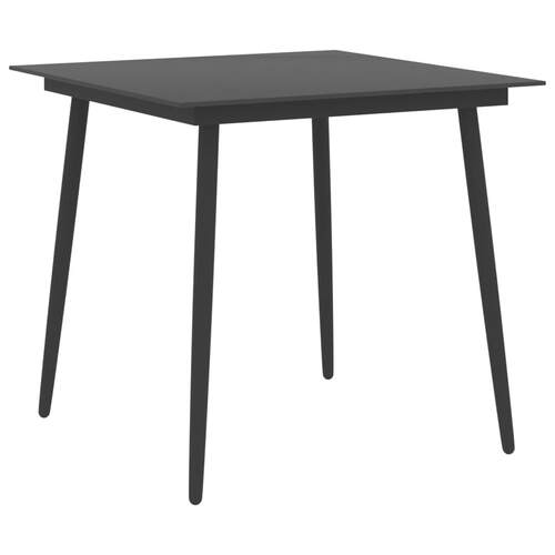 Garden Dining Table Black Steel and Glass