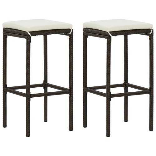 Bar Stools with Cushions Poly Rattan