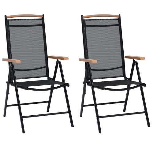 Folding Garden Chairs Aluminium and Textilene Black