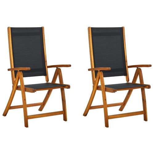 Folding Garden Chairs Solid Acacia Wood and Textilene