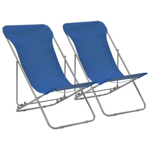 Folding Beach Chairs 2 pcs Steel and Oxford Fabric