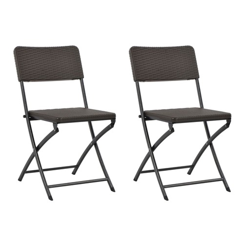 Folding Garden Chairs HDPE and Steel Brown
