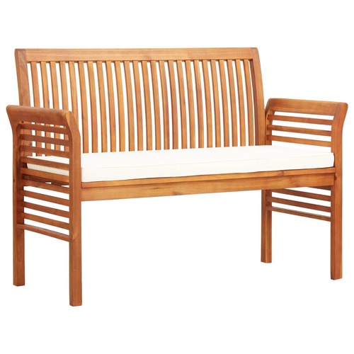 2-Seater Garden Bench with Cushion Solid Acacia Wood