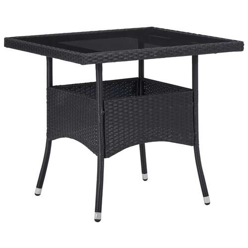 Outdoor Dining Table Poly Rattan and Glass