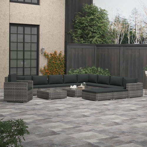 13 Piece Garden Lounge Set with Cushions Poly Rattan