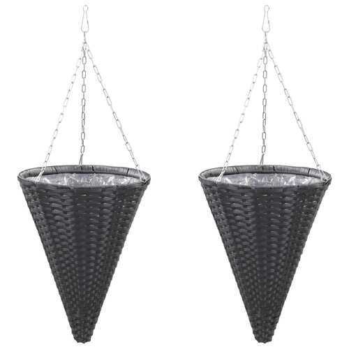 Hanging Flower Baskets 2 pcs Poly Rattan