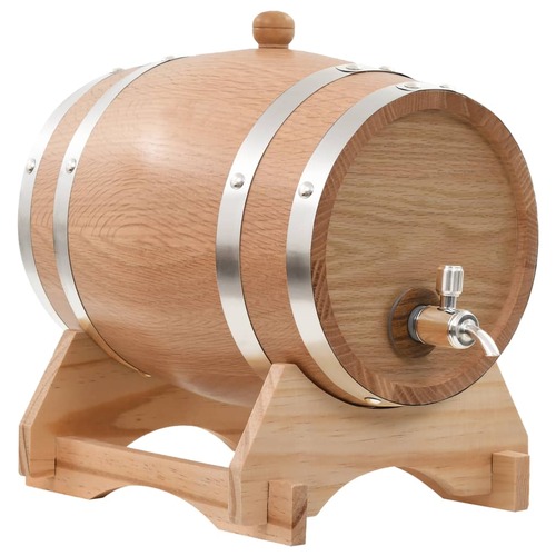 Wine Barrel with Tap Solid Oak Wood