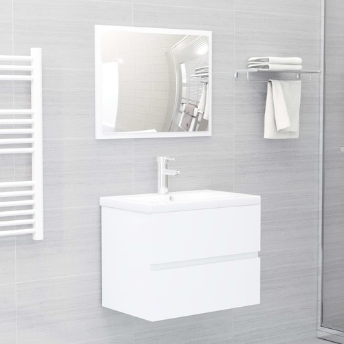 2 Piece Bathroom Furniture Set Engineered Wood