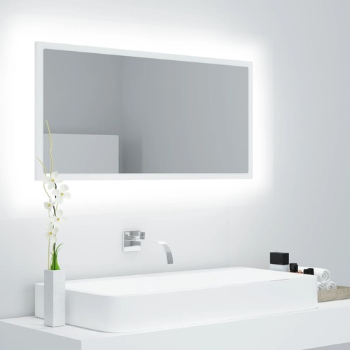 LED Bathroom Mirror 90x8.5x37 cm Engineered Wood