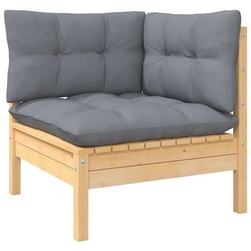 Garden Corner Sofa with Cushions Solid Pinewood