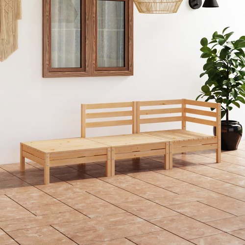 3 Piece Garden Lounge Set Solid Wood Pine